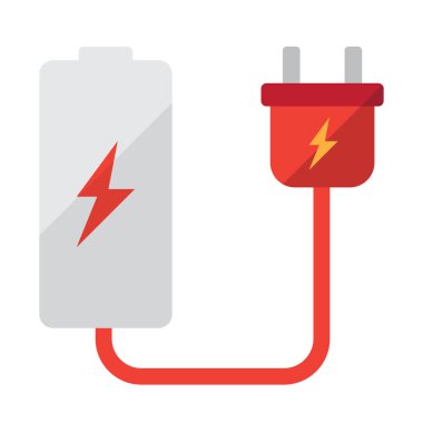 beyaz arkaplanda düz pil ve fiş çizimi, buzdolabı klipsi sanatı, 