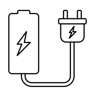 beyaz arkaplan karalaması üzerindeki pil ve fiş çizimi
