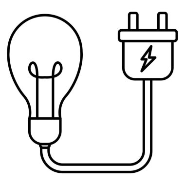 Beyaz arkaplan karalaması üzerinde fiş hatları çizili ampul