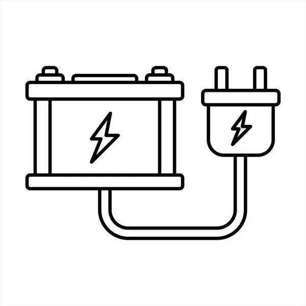 Car Battery Plug Outline Illustration White Background Doodle — Stock Vector