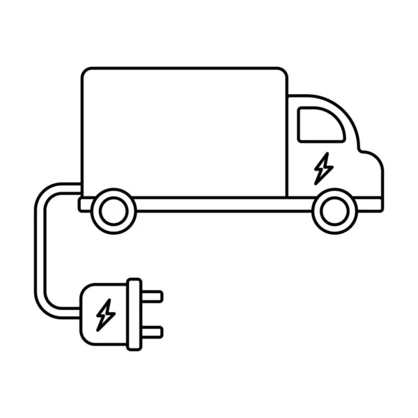 Φορτηγό Plug Περίγραμμα Εικονογράφηση Λευκό Φόντο Doodle — Διανυσματικό Αρχείο