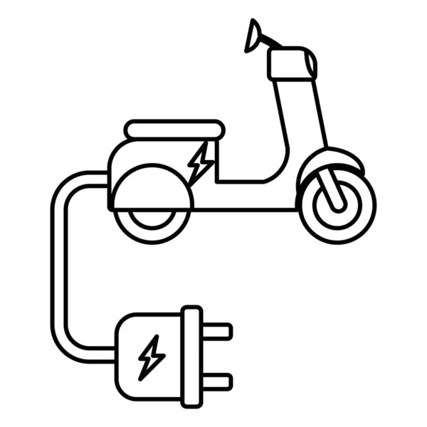 Ηλεκτρική Μοτοσικλέτα Περίγραμμα Απεικόνιση Λευκό Φόντο Doodle — Διανυσματικό Αρχείο