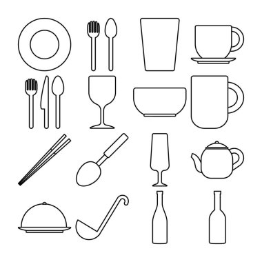 Tablo donanım ikonu vektör illüstrasyonu seti, taslak tablo tasarımı