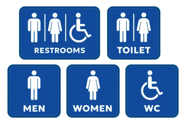 stock vector public toilet sign vector illustration set Man and woman and wheelchair