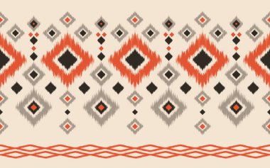 Güzel etnik soyut ikat sanatı. Kabiledeki kusursuz Kasuri deseni, folklorik nakış, geometrik sanat süsü baskısı. Kumaş, giysi, halı, duvar kağıdı, ambalaj, kaplama için tasarım.