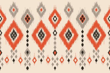 Güzel etnik soyut ikat sanatı. Kabiledeki kusursuz Kasuri deseni, folklorik nakış, geometrik sanat süsü baskısı. Kumaş, giysi, halı, duvar kağıdı, ambalaj, kaplama için tasarım.