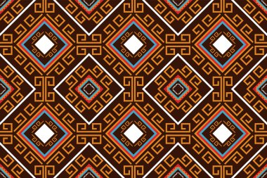 Geometrik etnik oryantal desensiz geleneksel kumaş, halı, giysi, arka plan, duvar kağıdı, ambalaj, Vektör illüstrasyonu. Aztek nakış stili.