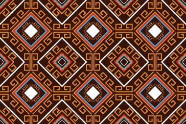 Geometrik etnik oryantal desensiz geleneksel kumaş, halı, giysi, arka plan, duvar kağıdı, ambalaj, Vektör illüstrasyonu. Aztek nakış stili.