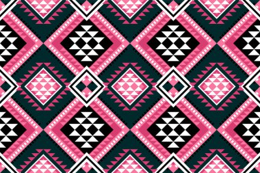 Geometrik etnik oryantal desensiz geleneksel kumaş, halı, giysi, arka plan, duvar kağıdı, ambalaj, Vektör illüstrasyonu. Aztek nakış stili.
