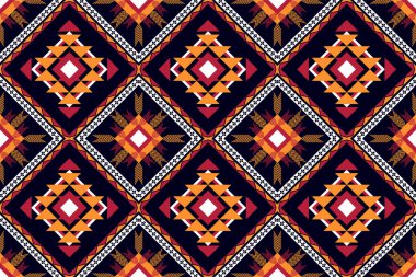 Geometrik etnik oryantal desensiz geleneksel kumaş, halı, giysi, arka plan, duvar kağıdı, ambalaj, Vektör illüstrasyonu. Aztek nakış stili.