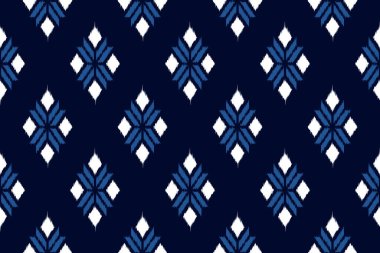 Kabilede kusursuz Kasuri deseni, halk nakışı. Etnik soyut ikat sanatı. Geometrik sanat süsü baskısı. Kumaş, giysi, halı, duvar kağıdı, ambalaj, kapak, arkaplan için tasarım