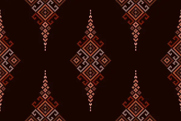Геометрический Этнический Восточный Бесшовный Узор Традиционный Шаблон Пикселей Стиль Вышивки — стоковый вектор