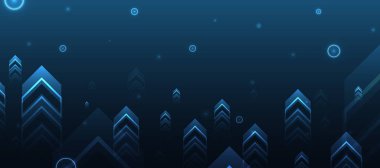 Mavi parıldayan ok ışığı arka planı. Gelecekteki dijital büyüme teknolojisi