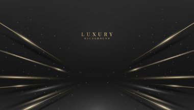 Altın çizgili vektör eğimli siyah arkaplan