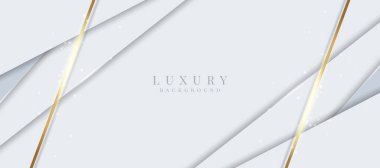 Parlak altın ve gümüş çizgileri olan zarif soyut bir arka plan. Beyaz lüks arka plan