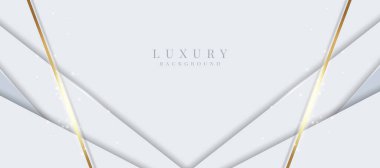Parlak altın ve gümüş çizgileri olan zarif soyut bir arka plan. Beyaz lüks arka plan