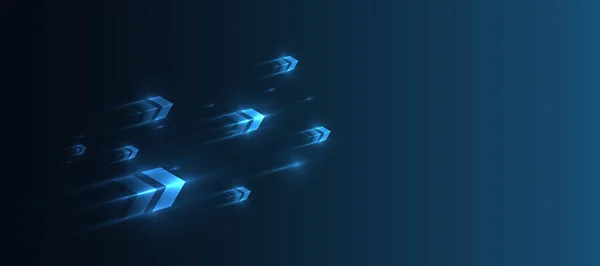 Mavi parıldayan ok ışığı arka planı. Gelecekteki dijital büyüme teknolojisi