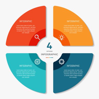 Daire grafik Infographic template sunular için 4 seçenekleri ile