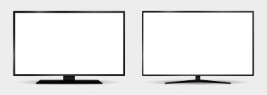 Boş beyaz ekran vektörü ile ön görünüm TV modelleme seti