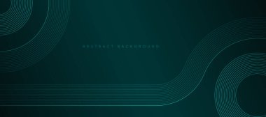 Geometrik çizgili sanat tasarımı. Koyu yeşil arkaplanda soyut parlayan çizgiler.