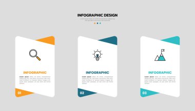 3 seçenek veya adım simgesine sahip modern işletme bilgi şablonu.