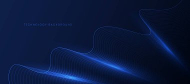 Çizgi parçacığı elementleriyle soyut mavi teknoloji arka planı. modern fütürist tasarım