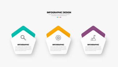 3 seçenek veya adım simgesine sahip modern işletme bilgi şablonu.