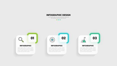 3 seçenek veya adım simgesine sahip modern işletme bilgi şablonu.
