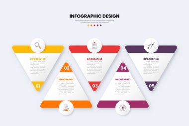 5 adım simgeli modern üçgen biçimli bilgi vektörü
