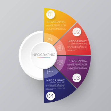 Daire grafik Infographic template sunular için 4 seçenekleri ile