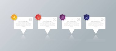 4 seçenek veya adım simgesine sahip modern işletme bilgi şablonu.