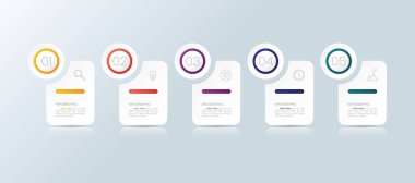 5 seçenek veya adım simgesine sahip modern işletme bilgi şablonu.