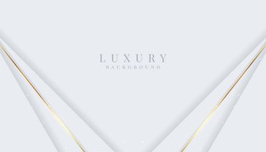 Parlak altın ve gümüş çizgileri olan zarif soyut bir arka plan. Beyaz lüks arka plan
