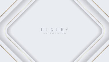 Parlak altın ve gümüş çizgileri olan zarif soyut bir arka plan. Beyaz lüks arka plan