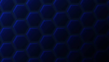 Mavi altıgen desen düzenlendi. Koyu mavi dijital teknoloji arkaplanı.