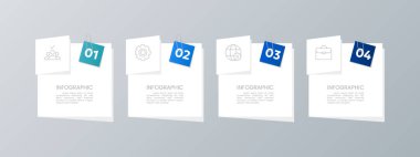 Vektör illüstrasyon kağıdı kesme notu 4 seçenekli bilgi şablonu veya adım simgesi.