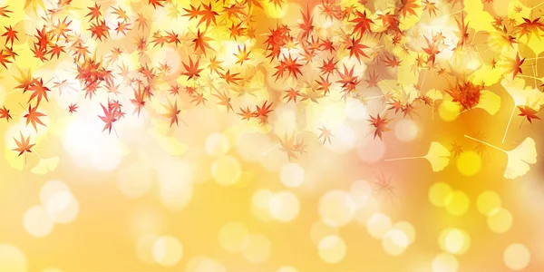 Herbst Farbe Ahorn Baum Ginkgo Hintergrund — Stockvektor