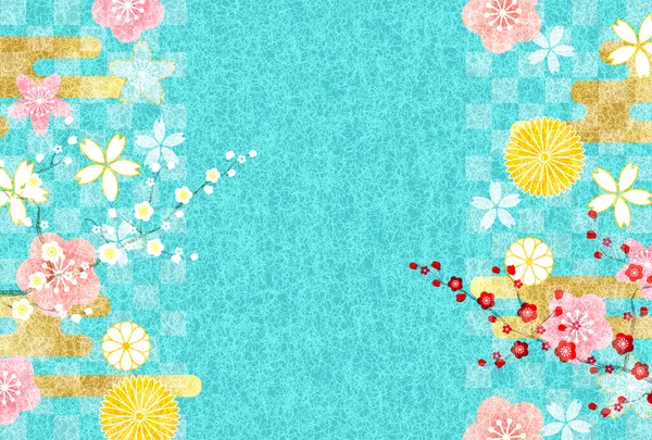 Sakura Ume Chrysant Japanse Patroon Achtergrond — Stockvector