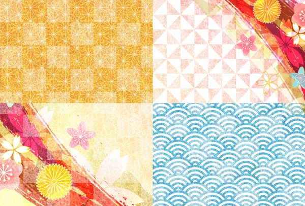 樱花菊花的日本模式背景 — 图库矢量图片