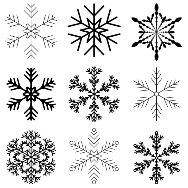 圣诞雪晶冬季图标 — 图库矢量图片