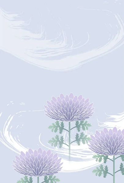 Mourning Chrysanthemum Postcard Japanese Pattern Background — Stock Vector