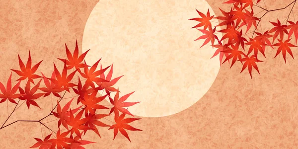 Hösten Lämnar Lönn Träd Måne Bakgrund — Stock vektor