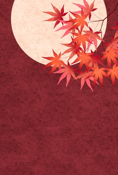 秋叶枫树月亮背景 — 图库矢量图片