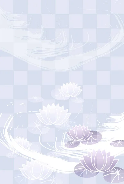 Trauer Lotus Postcard Japanischen Muster Hintergrund — Stockvektor