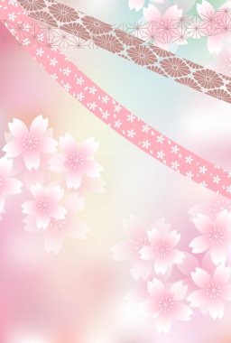 kiraz çiçeği Japon kağıdı yeni yıl kartı arkaplanı