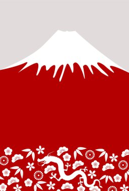 ejderha Yeni Yıl kartı Fuji Arkaplanı