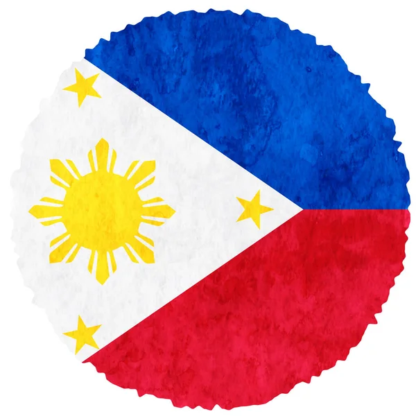 Bandera Filipinas Acuarela Círculo Icono — Vector de stock