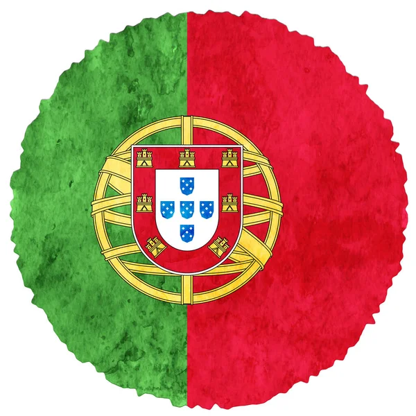 Portugal Drapeau Aquarelle Cercle Icône — Image vectorielle