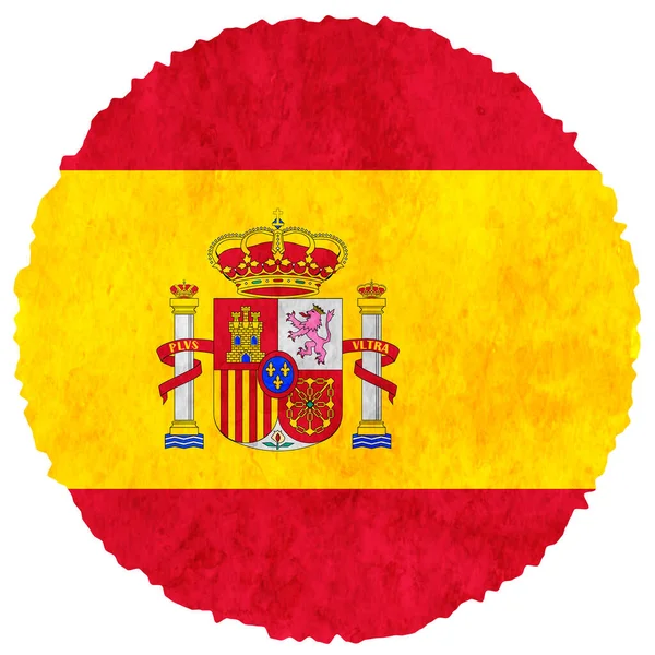 Espanha Bandeira Ícone Círculo Aquarela — Vetor de Stock