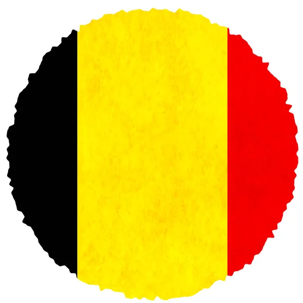 Belgien Flagga Akvarell Cirkel Ikon — Stock vektor